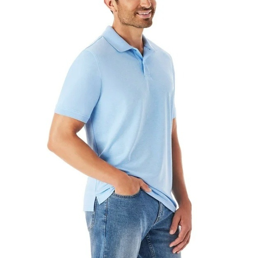 Member's Mark Men's Stretch Pique Short Sleeve Polo Blue L| Basics Office Dad